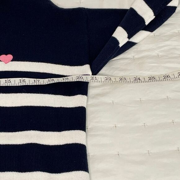 Loft Outlet Striped Cotton Pullover with Embroidered Heart Women's S Navy Blue - Picture 8 of 10